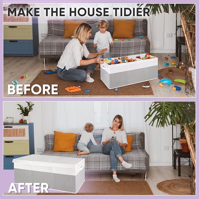 Kids Toy Box, Extra Large Toy Chest for Boy and Girl, 118L Toy Storage Organizer Stuffed Animals Holder with Removable Divider and Sturdy Handle for Nursery, Bedroom, Living room, 36"L x 12.6"W x 16"H