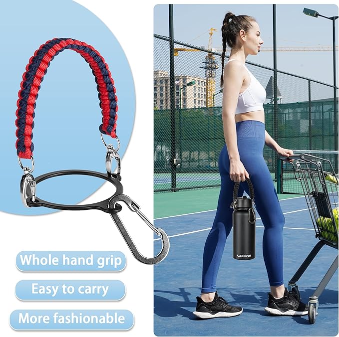 40 oz Insulated Water Bottle with Paracord Handles & Strap, 2 Lids(Straw Lid&Spout Lid), Stainless Steel Reusable Wide Mouth Metal Water Bottle With Straw, Double Walled, Thermo Mug(Dark Rainbow)