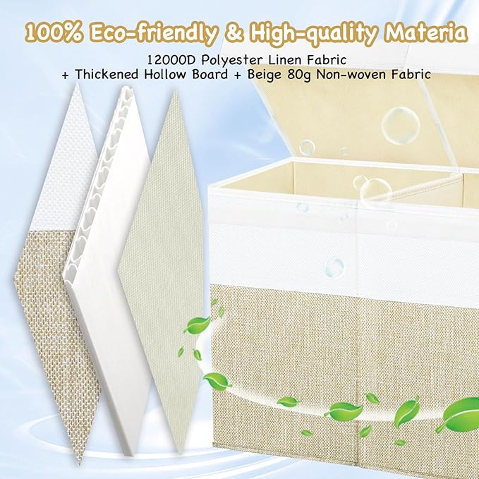 Large Toy Box Chest,Toy Storage Organizer,Storage Bins with Lids,Stuffed Animal Storage,Toy Bins for Kids,Toddlers,Baby,Girls,Nursery,Living Room,playroom(Beige)