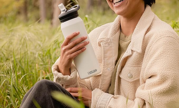CamelBak eddy+ Water Bottle with Straw 25oz - Insulated Stainless Steel, White