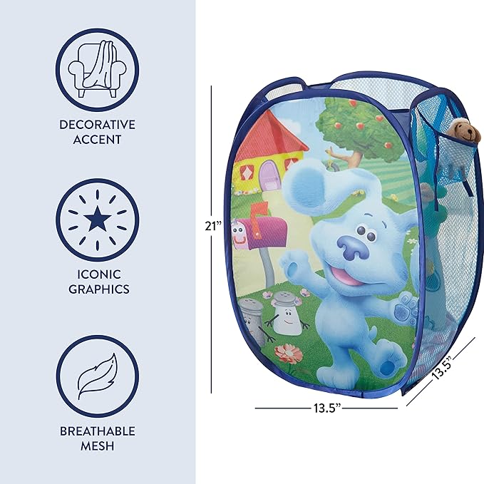 Idea Nuova Nickelodeon Blues Clues Pop Up Hamper with Durable Carry Handles, 21" H x 13.5" W X 13.5" L