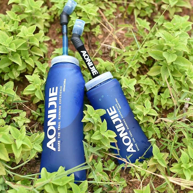 TRIWONDER TPU Soft Folding Water Bottles BPA-Free Collapsible Flask for Hydration Pack - Ideal for Running Hiking Cycling Climbing (350ml/11.83oz - Pack of 2)