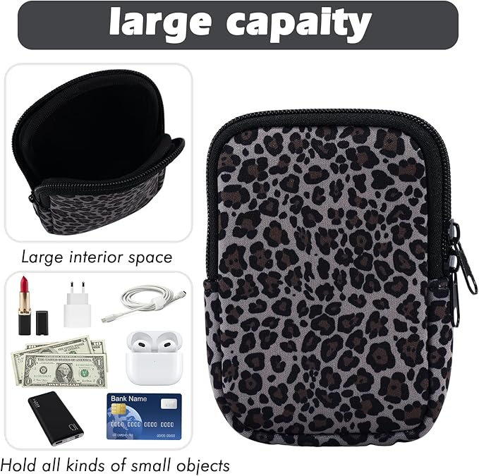 Water Bottle Pouch Cup Accessories for Women Quencher Adventure IceFlow 20oz 30oz 40oz Tumbler Pouch with Handle Running Pouch Bag for Cards Keys(Leopard)