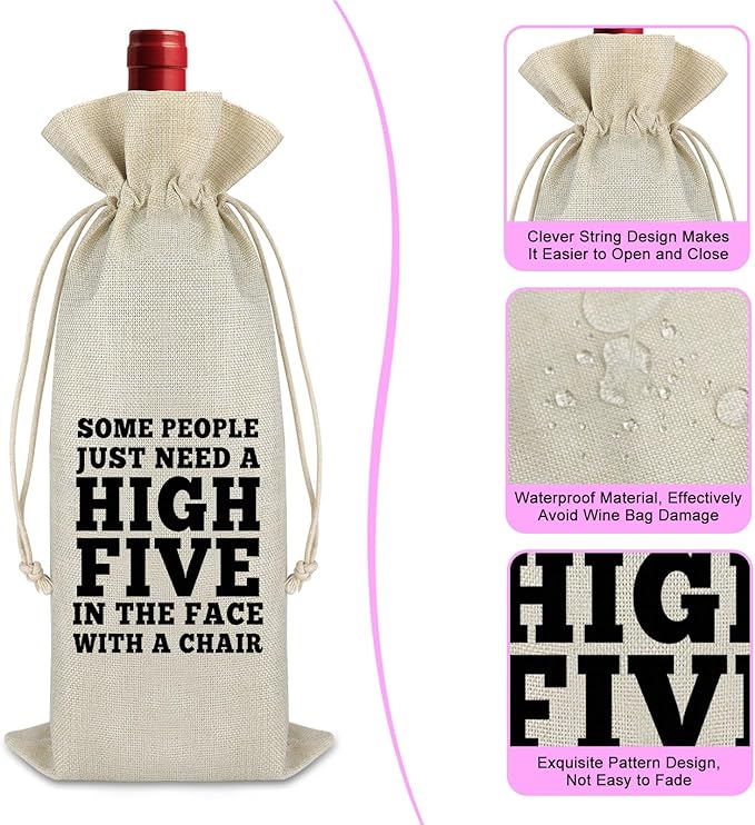 Wine Bag Birthday Gift for Women Men Wine Wrap Bag Birthday Present for Friends Family Coworker Him Her Boss Birthday Party Decors Reusable Burlap Wine Bag Christmas Gift