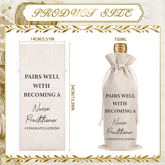 Nurse Practitioner Gifts for Women - Nurses Graduation Gift Wine Bag Nurse Week Gift Nurses Appreciation Gifts Soft Burlap Wine Gift Bags for Nursing School Doctor Nurse Practitioner