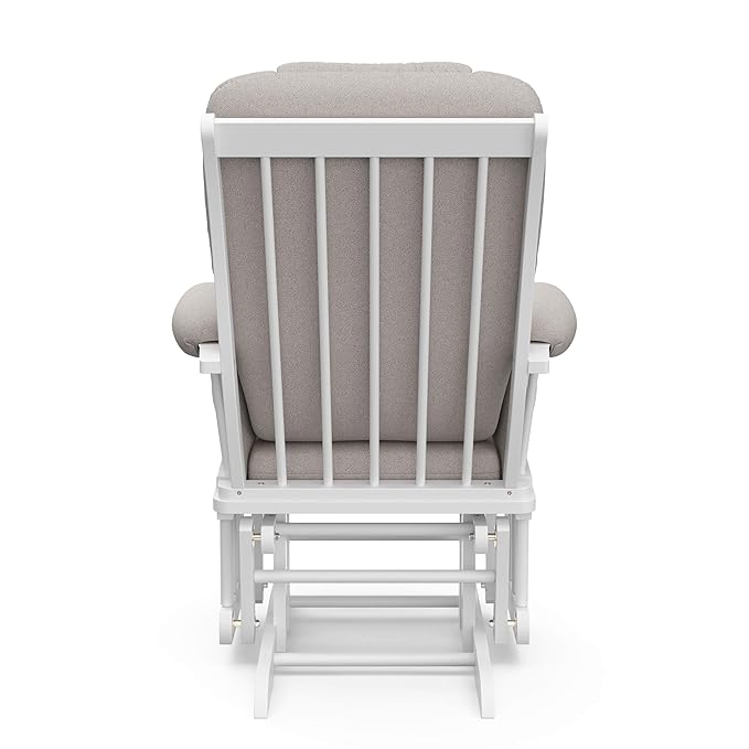 Storkcraft Tuscany Custom Glider and Ottoman with Free Lumbar Pillow (White/Taupe Swirl) - Cleanable Upholstered Comfort Rocking Nursery Chair with Ottoman