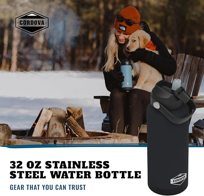 Cordova Outdoors Trailhead Class Water Bottle, Obsidian, 32 oz