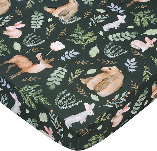 JISEN Fitted Crib Sheets 1 Piece Soft Breathable Baby Crib Sheets for Standard Crib and Toddler Mattress Baby Bed Sheets for Crib for Baby Boys Girls Neutral 28x52 Inch Bear