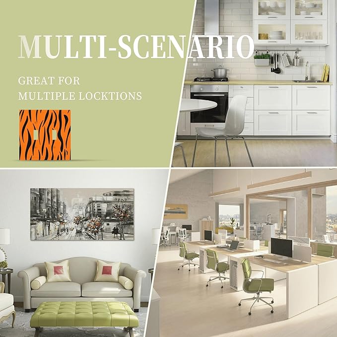 Tigers Stripes Orange Double Toggle Light Switch Covers 2 Gang Wall Plate Dual Decorative Switchplate Electrical Faceplate for Bathroom Country Kitchen Bedroom Decor, 4.9" x 5"