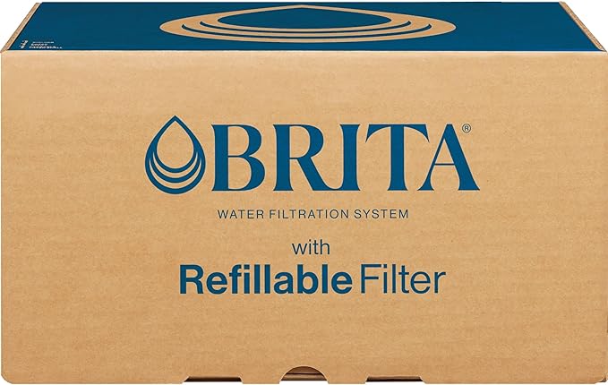 Brita Refillable Water Filtration System with Large 10 Cup Pitcher, Everyday, White, and 1 Refillable Filter
