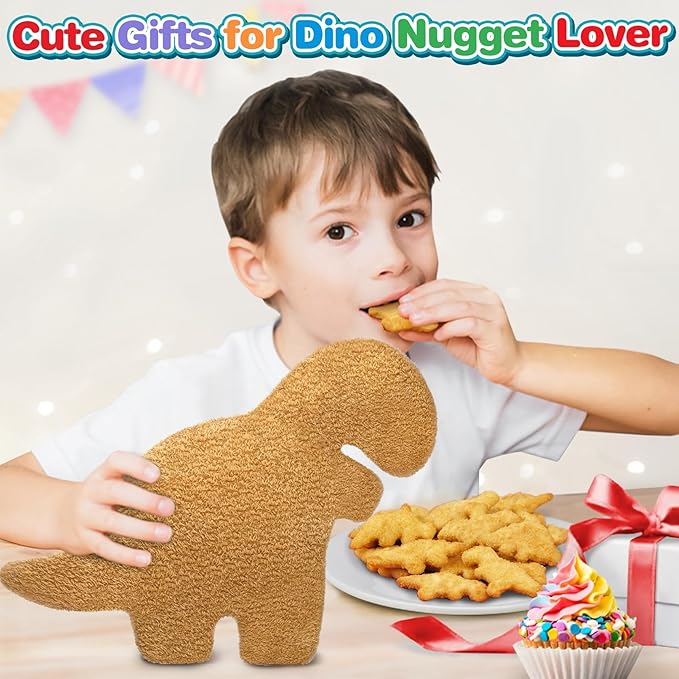 Dino Nugget Pillow Plush for Birthday Gifts, Dinosaur Chicken Nuggets Pillow are Funny Gifts for Teen Boys and Girls, Dino Pillow Cute Dinosaur Gifts for Kids and Adults (Small, Tyran rex)