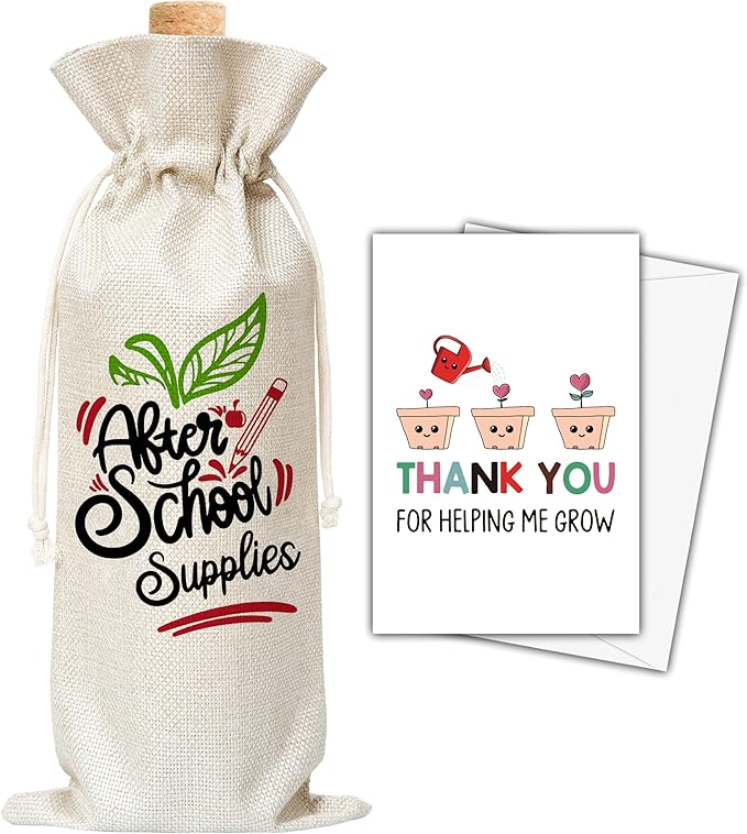 Dskly Teacher Gifts Wine Bag & Card, Teacher Appreciation Wine Bag Gifts For Women Teacher Coworkers, Teacher Gifts From Student, Wine Bag For Teachers Day Graduation Thanksgiving Christmas Party -40