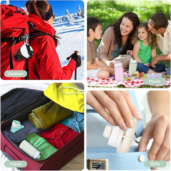 Collapsible Water Bottle, Foldable Water Bottle BPA Free Reusable Lightweight Leak-Proof Travel Silicone Water Bottle for Travel, Gym, Hiking, Office, Camping