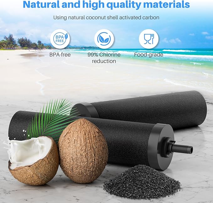 Water Filter Replacement for Berkey BB9-2 Water Filter,Black Berkey Filters Purification Elements Activated Carbon Compatible with Gravity Travel, Large, Royal, Crown Series, 2 Pack