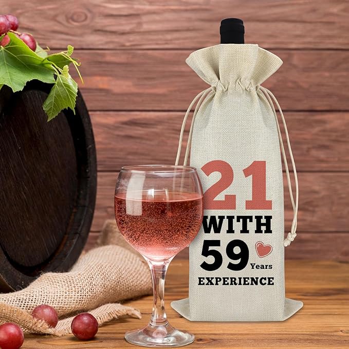 80th Birthday Gifts for Women Men Wine Bag Funny 80th Year Old Gifts for Parents Grandparents 80th Birthday Party Decors Champagne Wine Gift Bag Happy Birthday Gift Drawstring Burlap Wine Bag