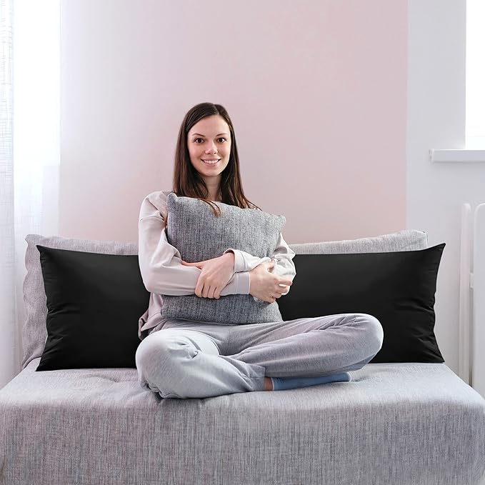 Utopia Bedding Full Body Pillow for Adults (Black, 20 x 54 Inch, Pack of 06) Long Pillow for Sleeping, Large Pillow Insert for Side Sleepers