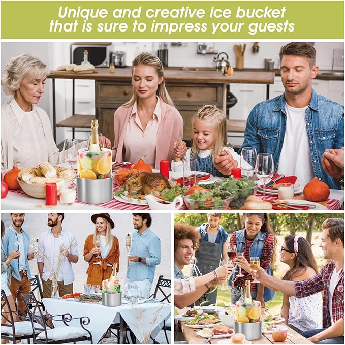 Ice Mold Wine Chiller, DIY Ice Mold Wine Bottle Chiller Cooler,Champagne Wine Whisky Beer Drink Ice Bucket Mold for Any Theme or Season