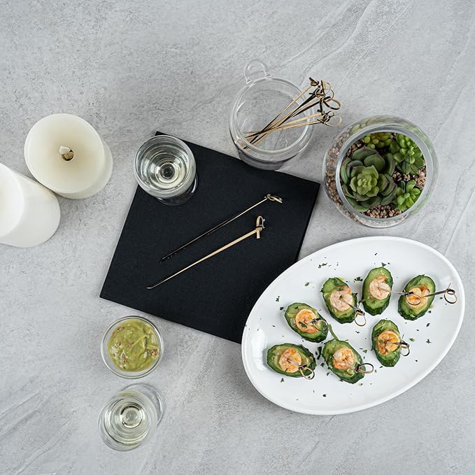 Restaurantware 6 Inch Twisted Bamboo Skewers 1000 Sturdy Disposable Bamboo Food Picks - Sturdy Looped Knot Black Bamboo Appetizer Picks Sustainable For Serving Appetizers and Cocktail Garnishes