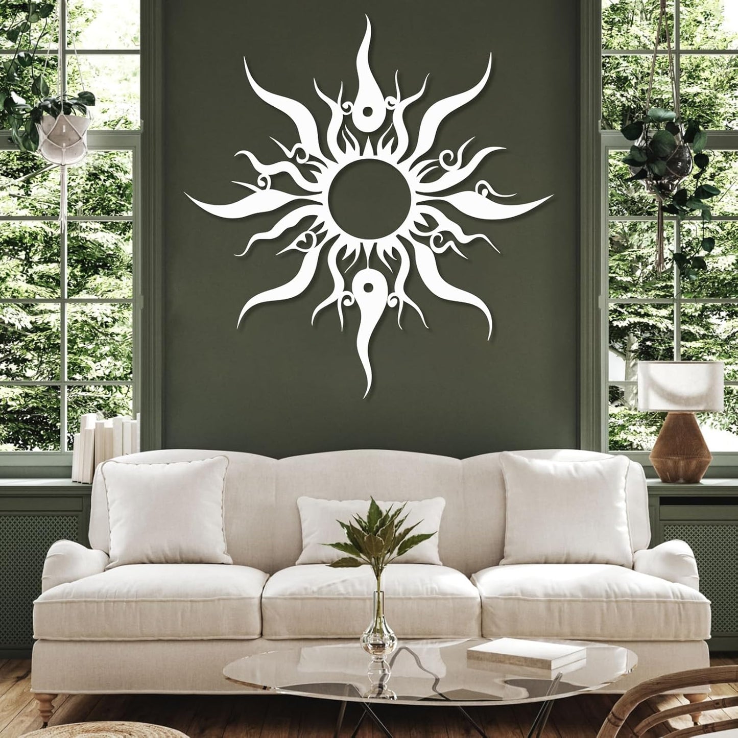 Hotuijxca Metal Wacky Sun Wall Art, Wacky Sun Metal Decor for Livingroom, Bedroom (Silver, 28"x27"/70x67cm, metal wall art)