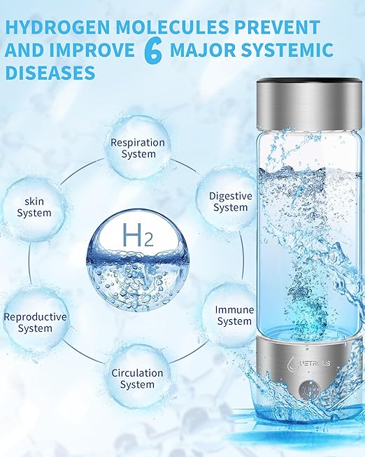 Hydrogen Water Bottle 2024, Hydrogen Water Bottle Generator Improve Water in 3 Minutes Mothers Day Gifts for Mom, Hydrogen Water Ionizer Machine with SPE PEM for Home, Office, Travel, Drinking(Silver)