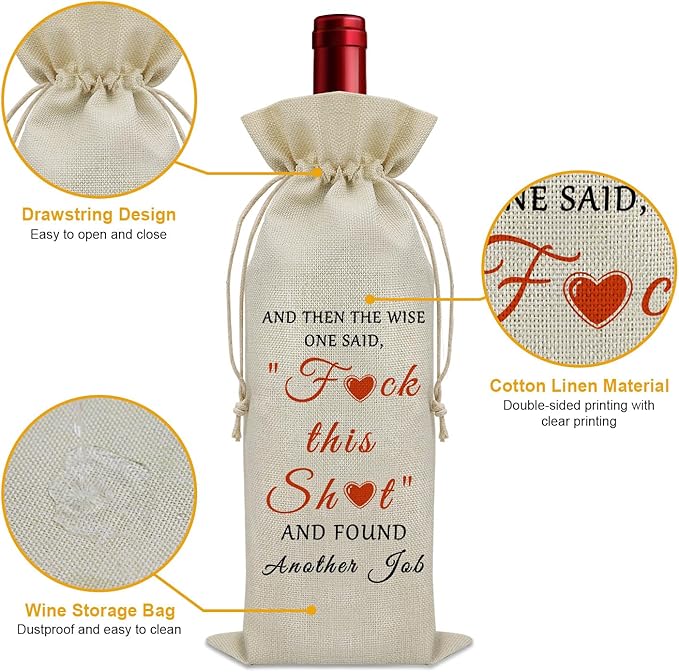 Sazuwu Congratulations Gift for Friends New Job Wine Bag Funny Farewell Gifts for Coworkers Going Away Gifts for Colleagues Wine Bottle Decoration Bag Goodbye Gifts for Friends Moving Away
