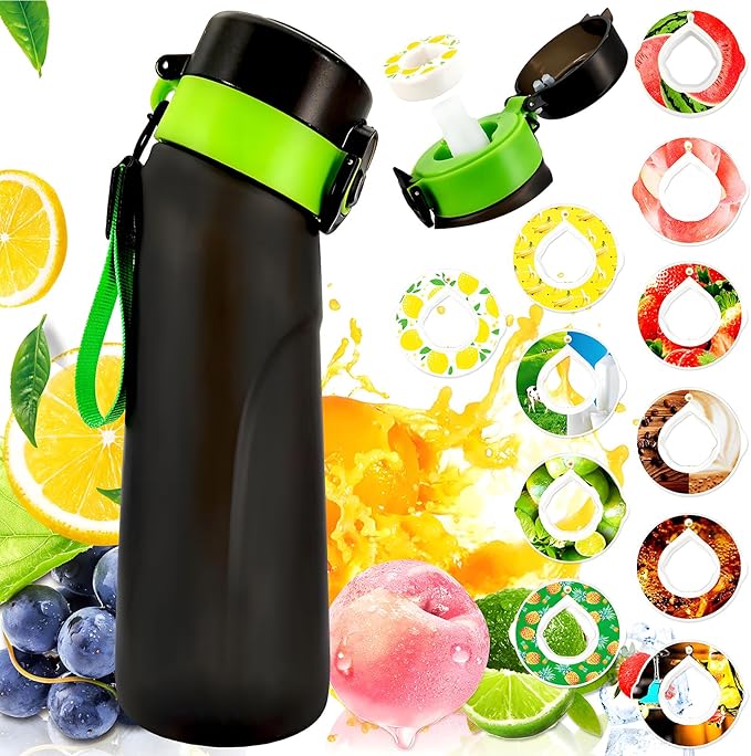 Air Water Bottle, Air Water Bottle with 11 Flavor Pods, 750ml Air Water Bottle with Straw, Scented Sports Water Bottle Set with Flavour Pods, 0 Sugar No BPA for Schools, Gym, Outdoor Sports