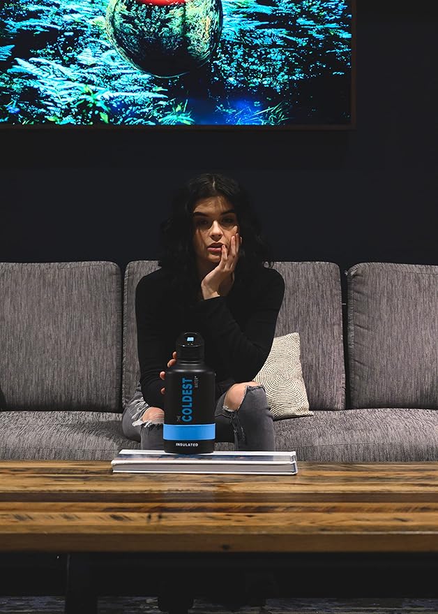 COLDEST Sports Water Bottle - 64 oz (Straw Lid), Leak Proof, Vacuum Insulated Stainless Steel, Hot Cold, Double Walled, Thermo Mug, Metal Canteen (64 oz, Sailor Blue)