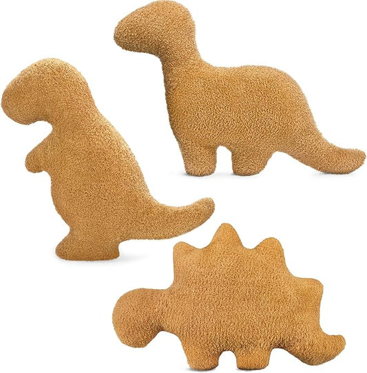 Dino Nugget Pillow for Birthday Gifts, Dinosaur Chicken Nugget Pillow Funny Gifts for Teens Boys and Girls, Fun Pillows Cute Dinosaur Gifts for Kids and Adults - (Small, 3Pcs)
