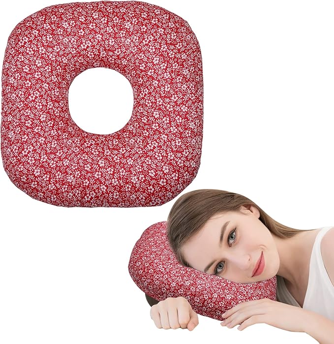 Ear Piercing Pillow with a Ear Hole for CNH and Ear Piercing Ear Pain Ear Inflammation Pressure Sores, O-Shaped Side Sleeping Pillow Ear Guard Pillow