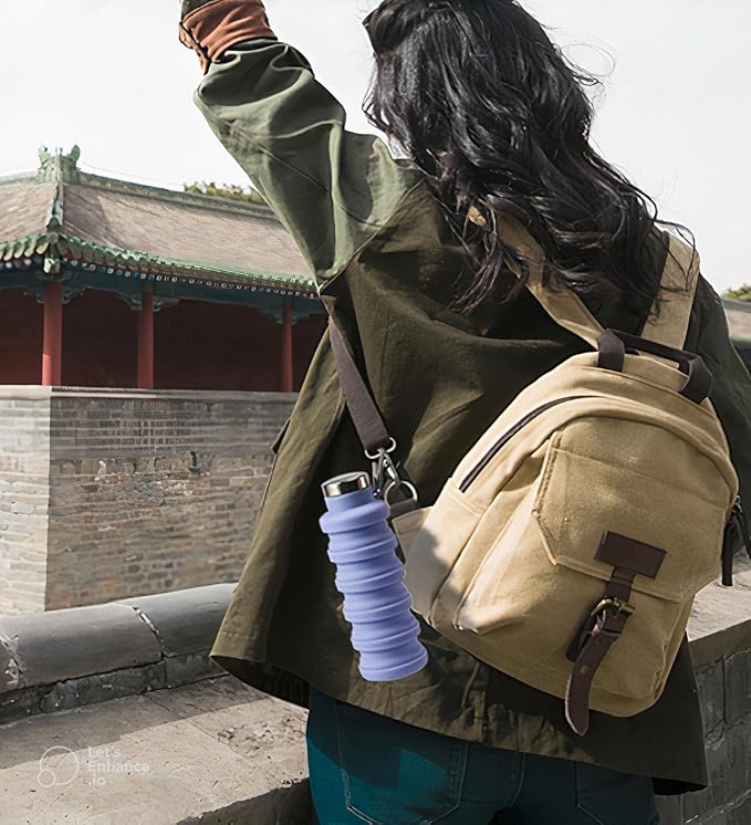 Foldable Water Bottle, 500 ml, BPA Free, Silicone Bottle for Travel, Gym, Cycling, Hiking (Blue)