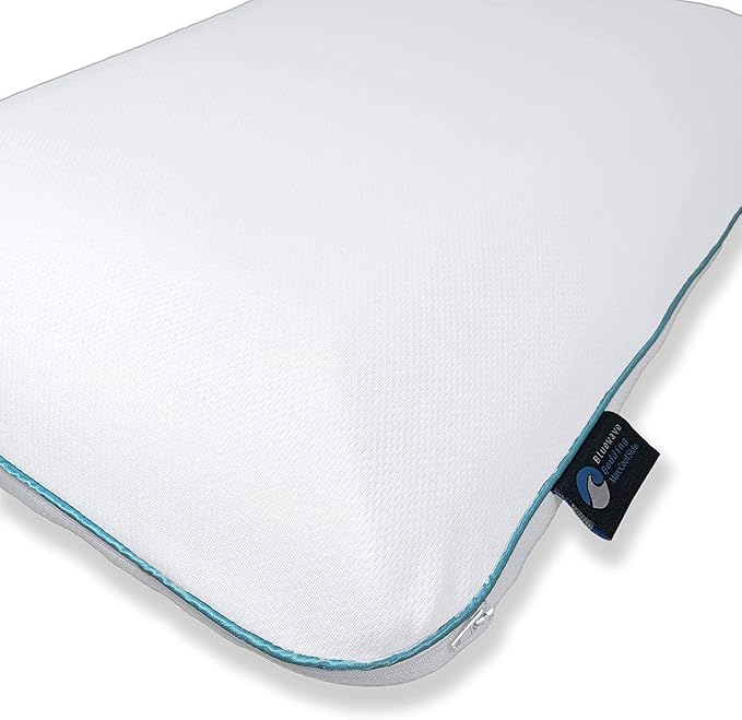 Bluewave Bedding Super Slim CarbonBlue Max Cool Gel Memory Foam Pillow for Stomach and Back Sleepers - Thin, Flat Design with Advanced Cooling (3.25-Inch Height, Standard Size)