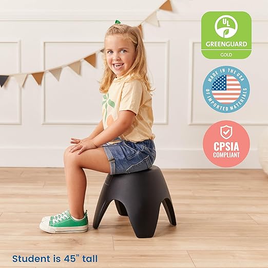 ECR4Kids Ayana Stool Set, Flexible Seating, Black, 4-Pack