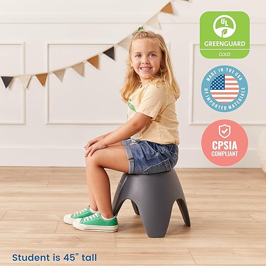 ECR4Kids Ayana Stool Set, Flexible Seating, Dark Grey, 4-Pack