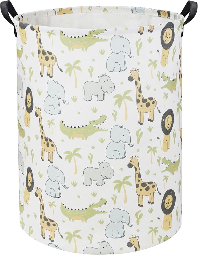 Animal Baby Laundry Basket Baby Hamper Kids Hamper Basket Toy Storage Bin for Boys Room Decor Baby Nursery Hamper Gift Baskets for Bedroom Bathroom(Green Animal)