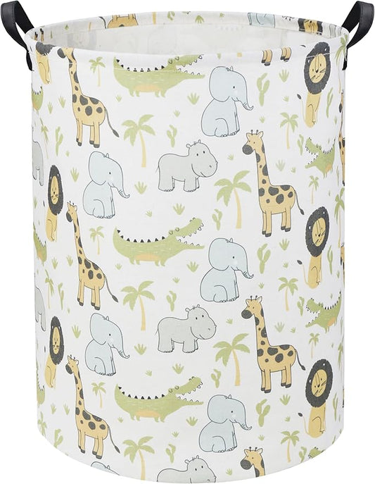 Animal Baby Laundry Basket Baby Hamper Kids Hamper Basket Toy Storage Bin for Boys Room Decor Baby Nursery Hamper Gift Baskets for Bedroom Bathroom(Green Animal)