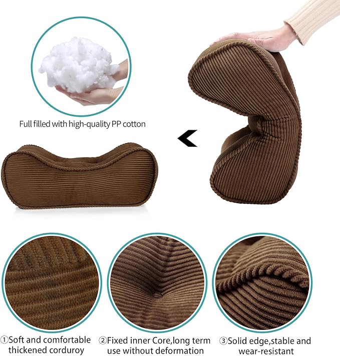 Lumbar Support Pillow for Office Chairs, Back Support Pillow for Lower Back Pain Relief, Soft & Good Support Corduroy Desk Lumbar Cushion, Small (Brown)