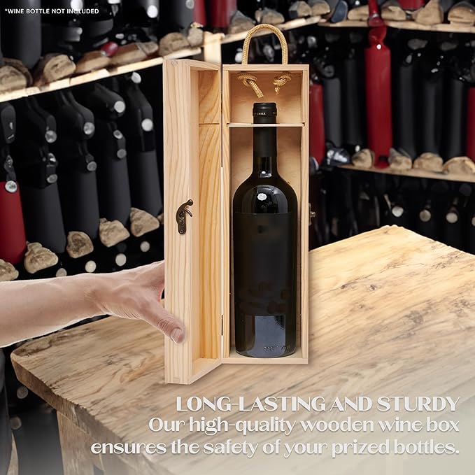 MEANT2TOBE Wooden 40th Birthday Wine Box - Timeless Elegance, Elite Durable Wood Craftsmanship, Chic Presentation for Wine Bottles, Versatile Gift for Special Occasions - 4.3" x 13.7" x 4.3", Brown