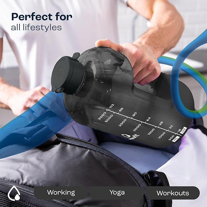 64 oz Water Bottle with Time Marker - BPA Free Half Gallon Water Bottle with Straw - Gym Water Bottle with Handle, Gallon Water Jug, Big Water Bottle, Large Water Bottle (Bright Green, 2 Lids)