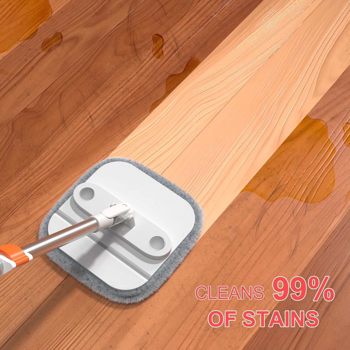 Mop and Bucket Set, Spin Mop with Self Seperates Dirty Water System, Square Mops for Floor Cleaning, 360 Rotating Foldable Standing Mop Head, Versatile Mops for Walls (Mop Bucket with 6 Pads)