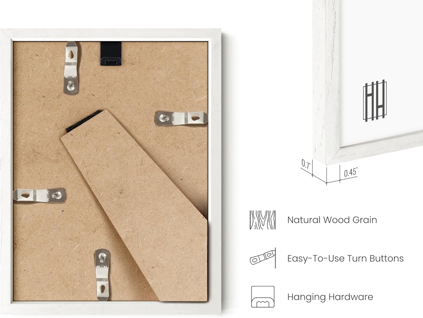 HAUS AND HUES 6x8 White Oak Wooden Picture Frame - Set of 15 6x8 Poster Frame - Premium Oak, Vertical Hang, Shatterproof Plexiglass - Ideal for Home, Room, Office (6x8-inch, White, Set of 15)