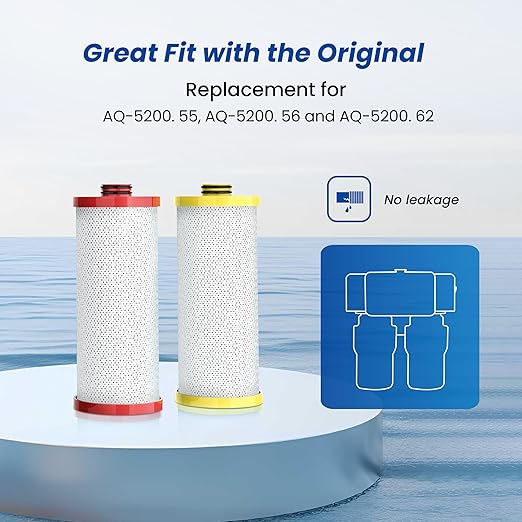 Waterspecialist Replacement for Aquasana® AQ-5200R Under Sink Water Filter, 500 Gallons Filter Life, Fit AQ-5200. 56 and AQ-5200. 62, 2 Filters
