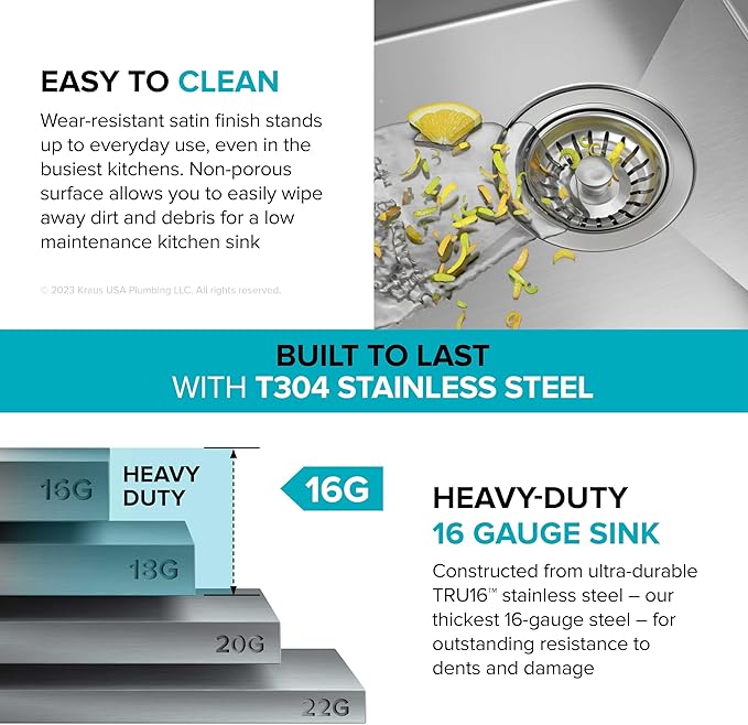 KRAUS Kore 28 Inch Undermount Workstation 16 Gauge Stainless Steel Single Bowl Stainless Steel Kitchen Sink with Accessories, KWU110-28