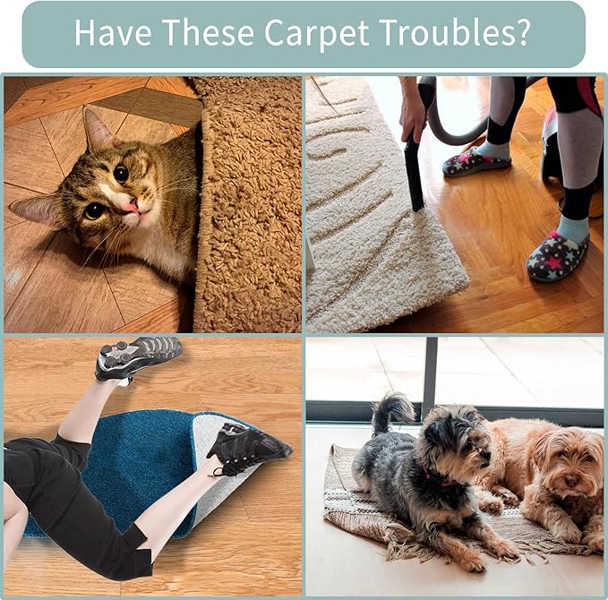 Rug Grippers for Carpet, 16 Pairs Double Sided Carpet Tape Keep Corners Flat, Removable and Reusable Non Slip Rug Pads, Rug Tape for Area Rugs on Carpet