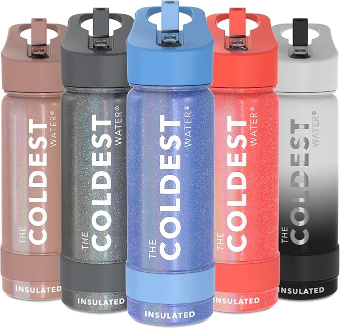Coldest Sports Water Bottle - Straw Lid Bottle with Handle Leak Proof, Vacuum Insulated Stainless Steel, Double Walled, Thermo Mug, Metal | Galactic 18 oz
