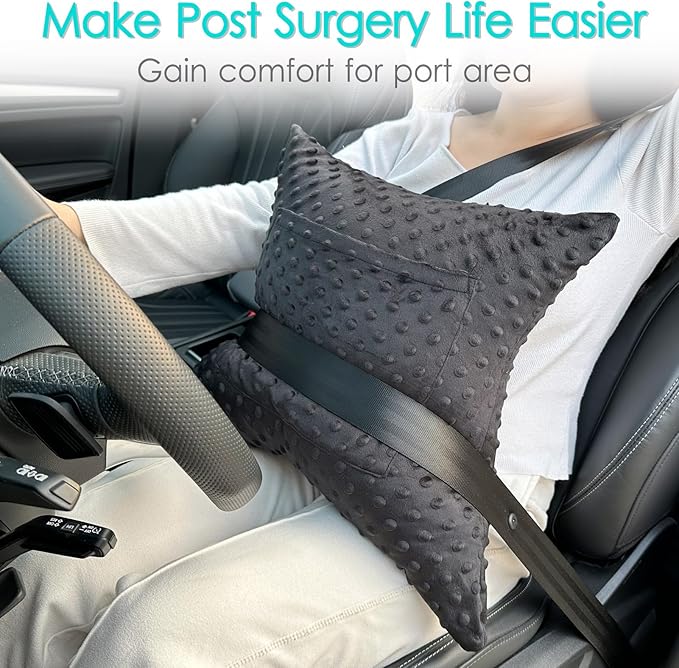 Star Hysterectomy Recovery Pillow C-Section Pillows with 2 Pockets for Tummy Tuck Abdominal Lumpectomy Belly Surgery Must Haves Shock Absorbing Cough Cushion Patients Gifts Minky Dot Black