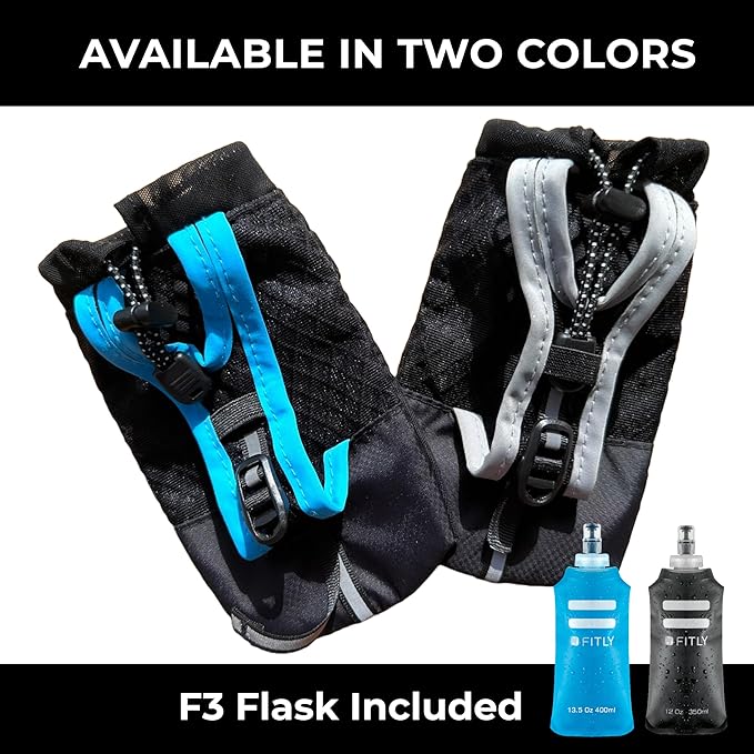 Running Handheld Water Bottle 12 oz Soft Flask - Hand Water Bottle For Runners, Hiking, Skiing & Outdoor Activity - Fits F2, F2, F3 & F4 Collapsible Flask - Hydration Bottle Holder with Pocket