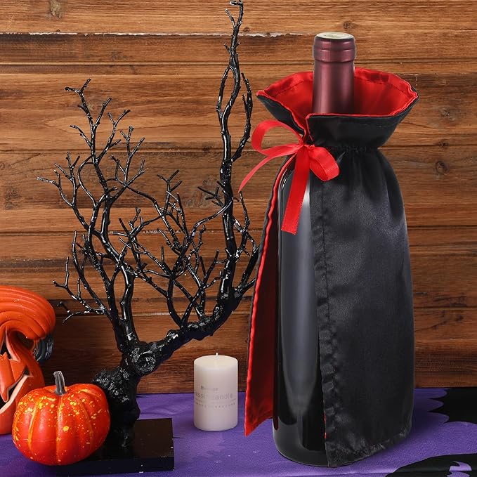 SIRIPHUM Halloween Wine Bottle Cover Decoration,Dracula Halloween Wine Cover,Vampire Halloween Wine Holder,Party Decor Or Fall Hostess Gift (2)