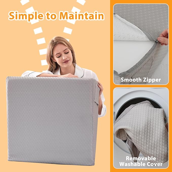 Bed Wedge Pillow for Sleeping, 7.5" Wedge Pillows for After Surgery, Soft Memory Foam Top, Triangle Pillow Wedge, Body Positioners for Leg Elevation, Acid Reflux, Gerd, Snoring Relief, Grey