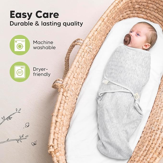 KeaBabies 3-Pack Organic Baby Swaddle Sleep Sacks - Newborn Swaddle Sack, Ergonomic Baby Swaddles 0-3 Months,Swaddles for Newborns,Baby Sleep Sack,Baby Swaddle Blanket Wrap,Baby Essentials(Cloud)
