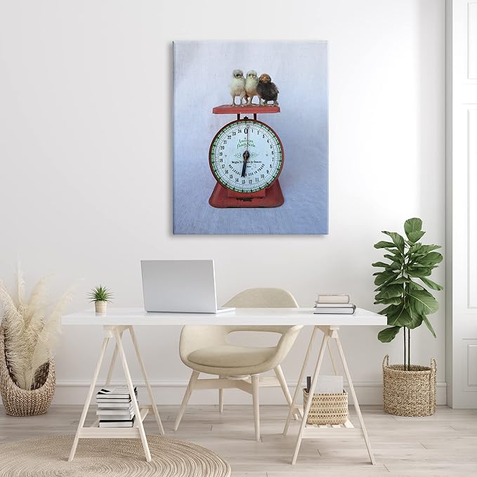 Stupell Industries Country BaBy Chick Birds on Vintage Kitchen Scale Canvas Wall Art, Design By Tania Soderman